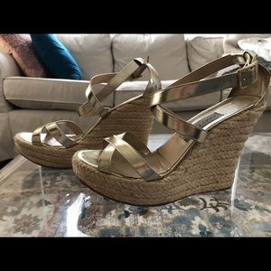 Platinum Jimmy Choo Espadrille Wedges - Size 41